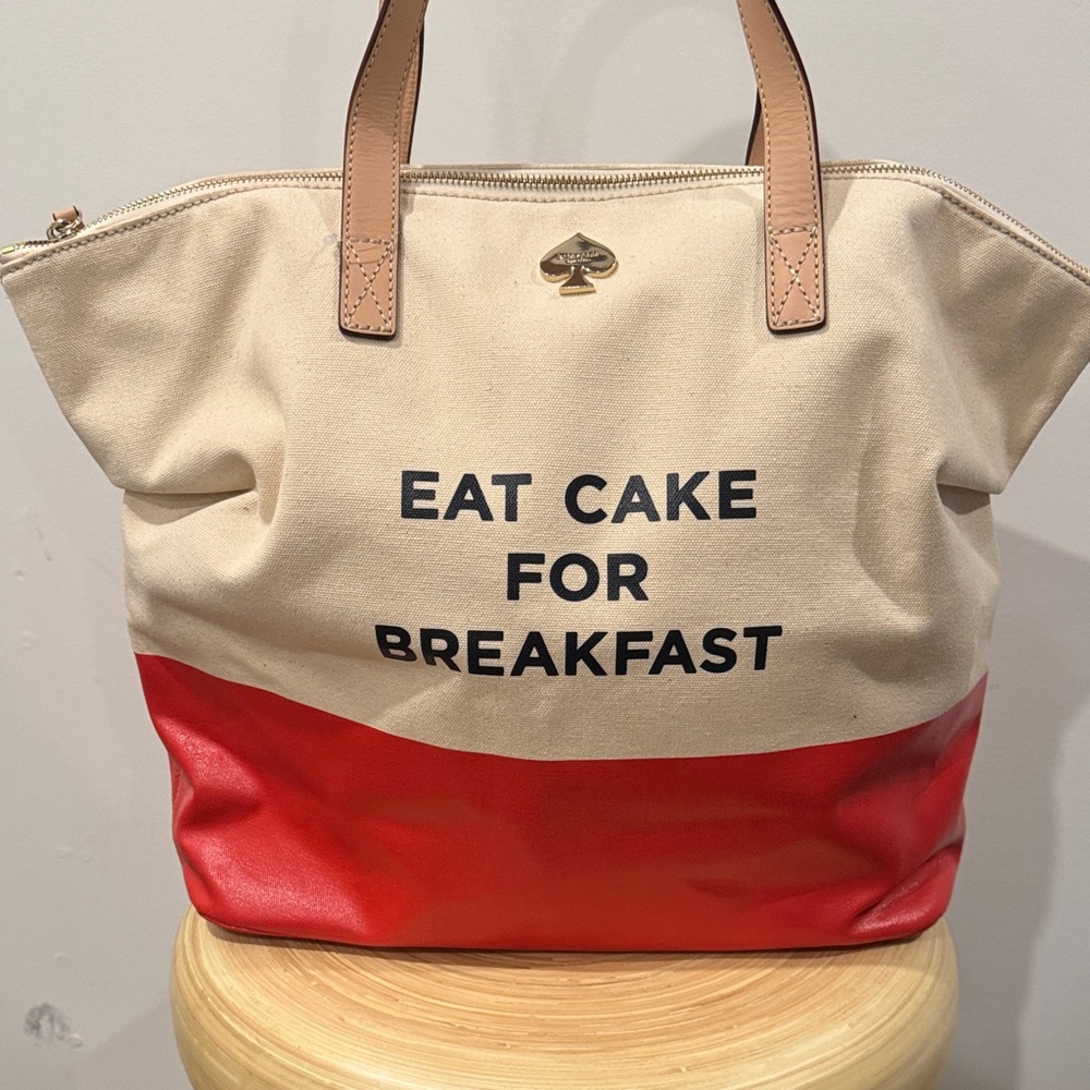 Kate Spade Cream and Red Tote Bag